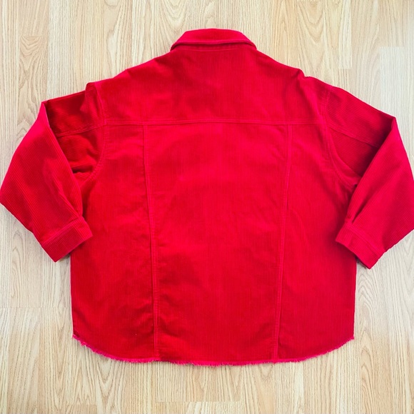 Sz M Zara Lucious Ruby Red Corduroy Jacket - Picture 8 of 8